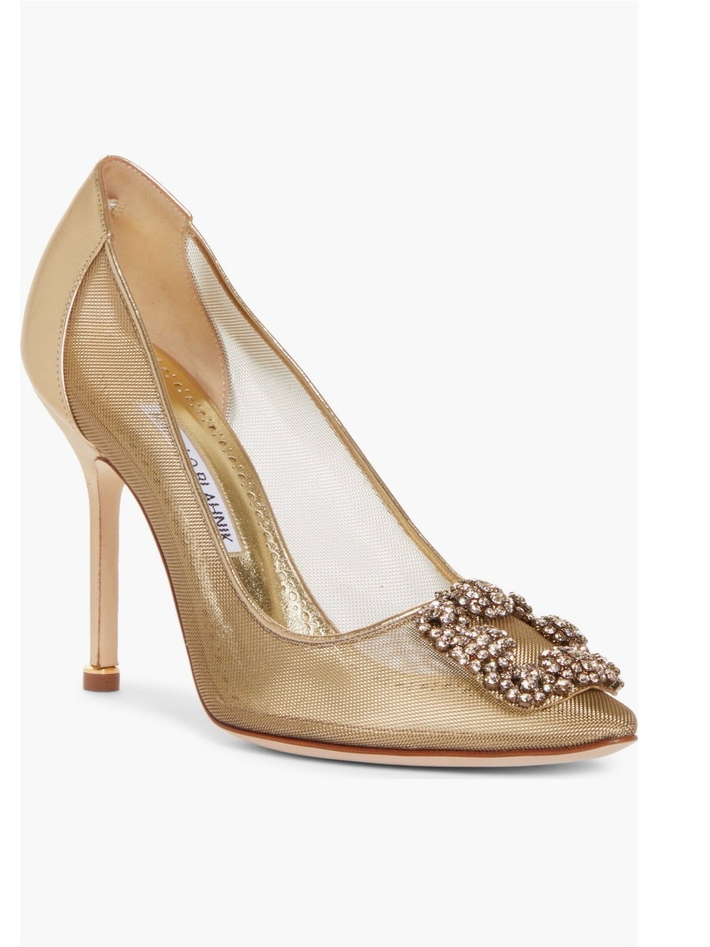 Manolo Blahnik Hangisi Crystal Buckle Mesh Pump NIB 6.5 US / 36.5 EU